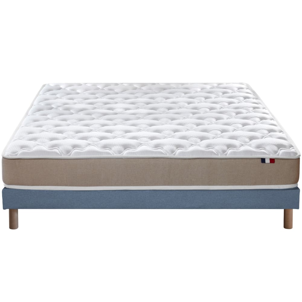 Matelas mousse accueil latex 3 zones sommier 140x190 bleu denim - Maisons du Monde