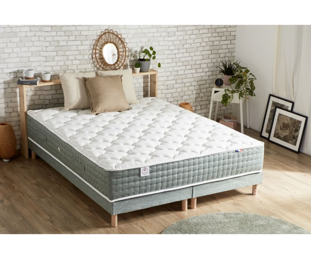 Sommier tapissier vert celadon 2x80x200