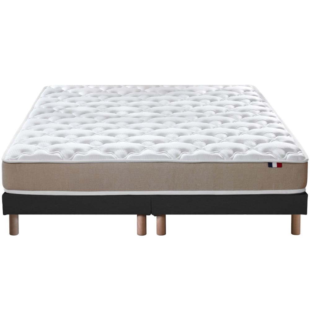 Ensemble matelas accueil latex 3 zones sommier noir 160x200