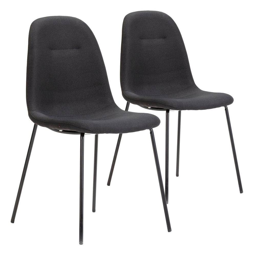 Set de 2 sillas comedor tapizadas negro, 44 x 54 x 85 cm