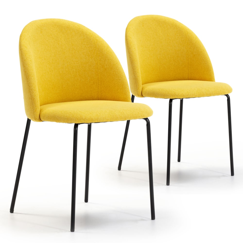Pack 2 chaises salle à manger tapissées moutarde, 43 x 47 x 78,5 cm
