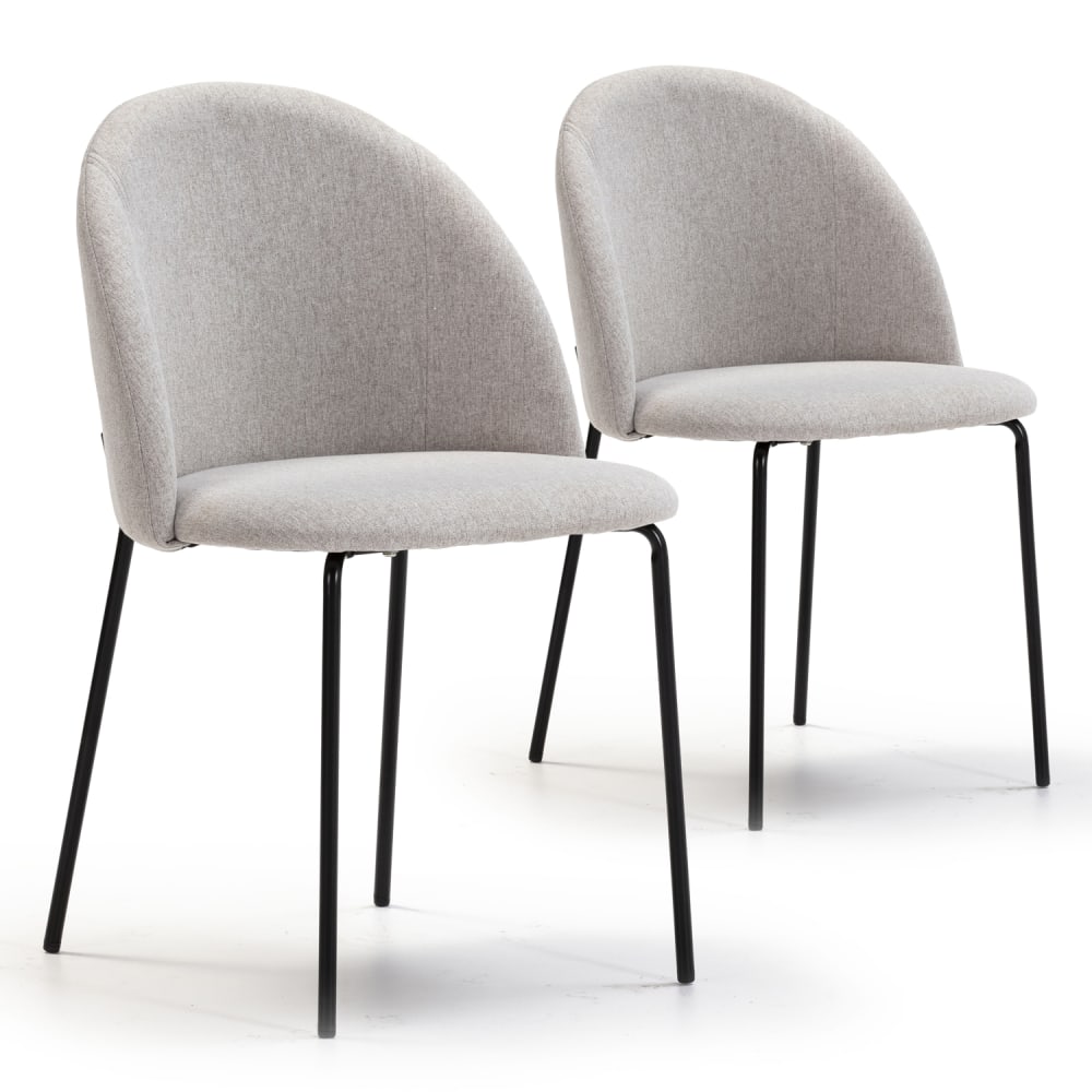 Pack 2 chaises salle à manger tapissées beige, 43 x 47 x 78,5 cm