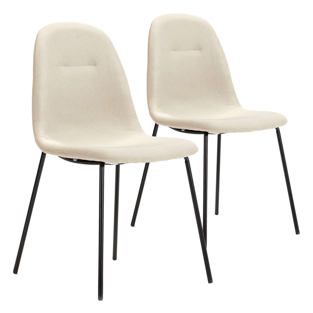 Set de 2 sillas comedor tapizadas beige, 44 x 54 x 85 cm