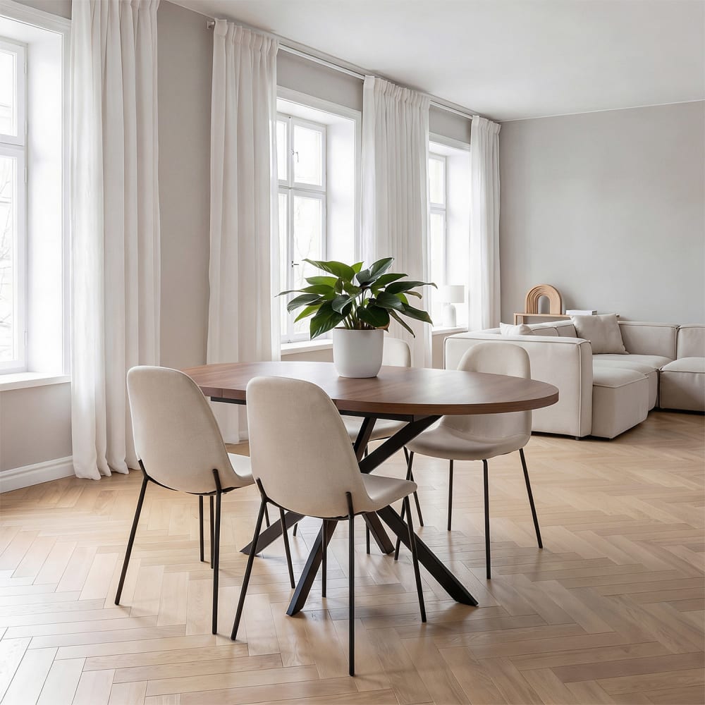 Set de 2 sillas comedor tapizadas beige, 44 x 54 x 85 cm - Maisons du Monde