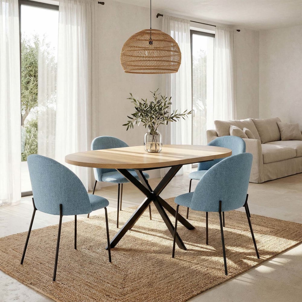 Pack 2 chaises salle à manger tapissées bleu, 43 cm x 47cm x 78,5 cm