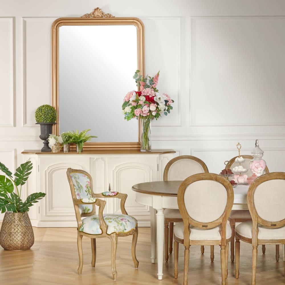 Miroir 177 x 117 style classique, cadre en pin or - Maisons du Monde