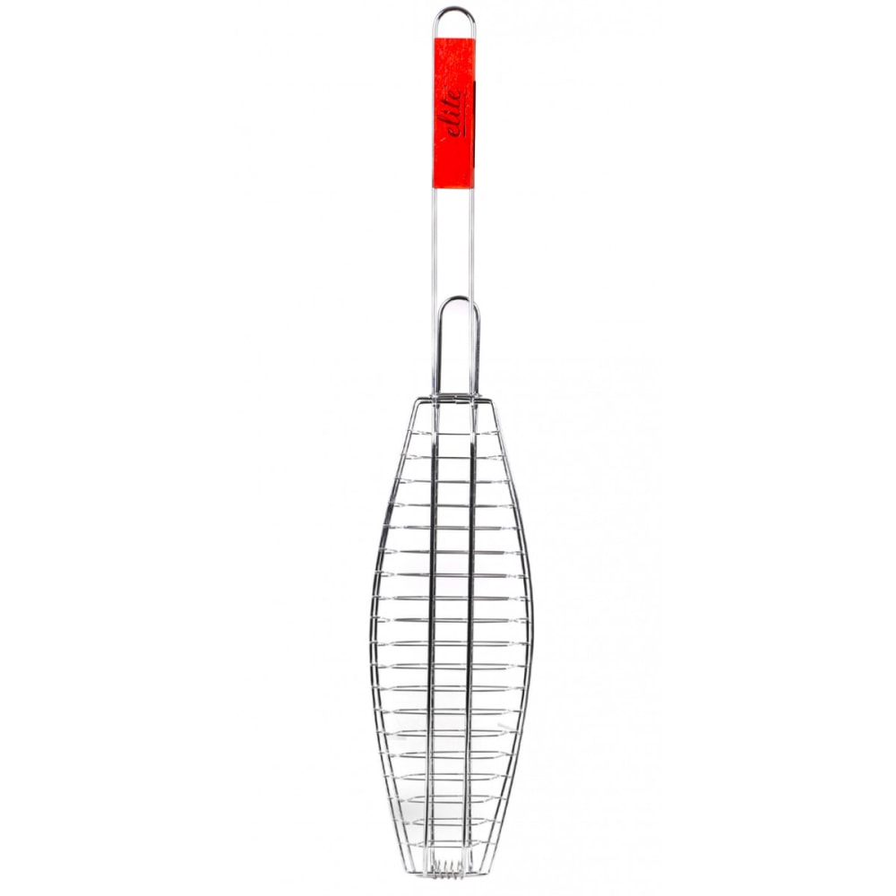 Grille de barbecue pour poisson avec manche - 72x40x14cm