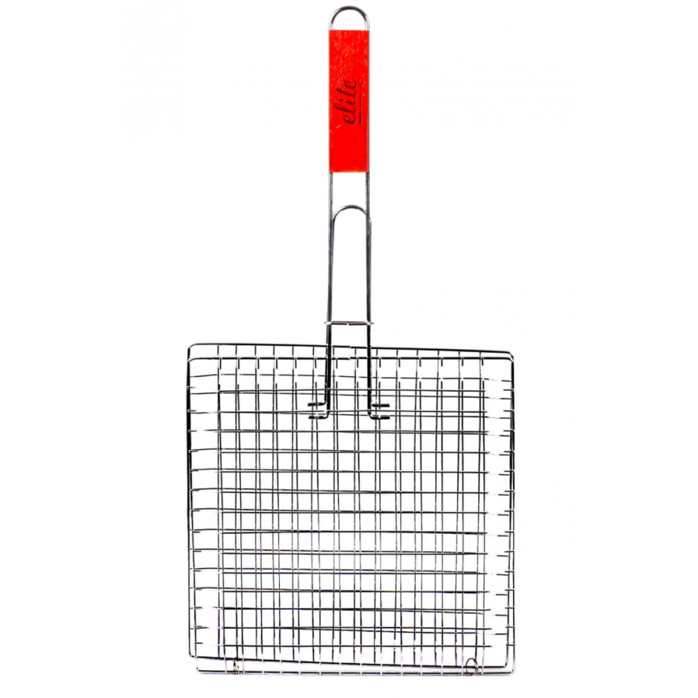 Grille de barbecue carrée avec manche - 46x22x22cm