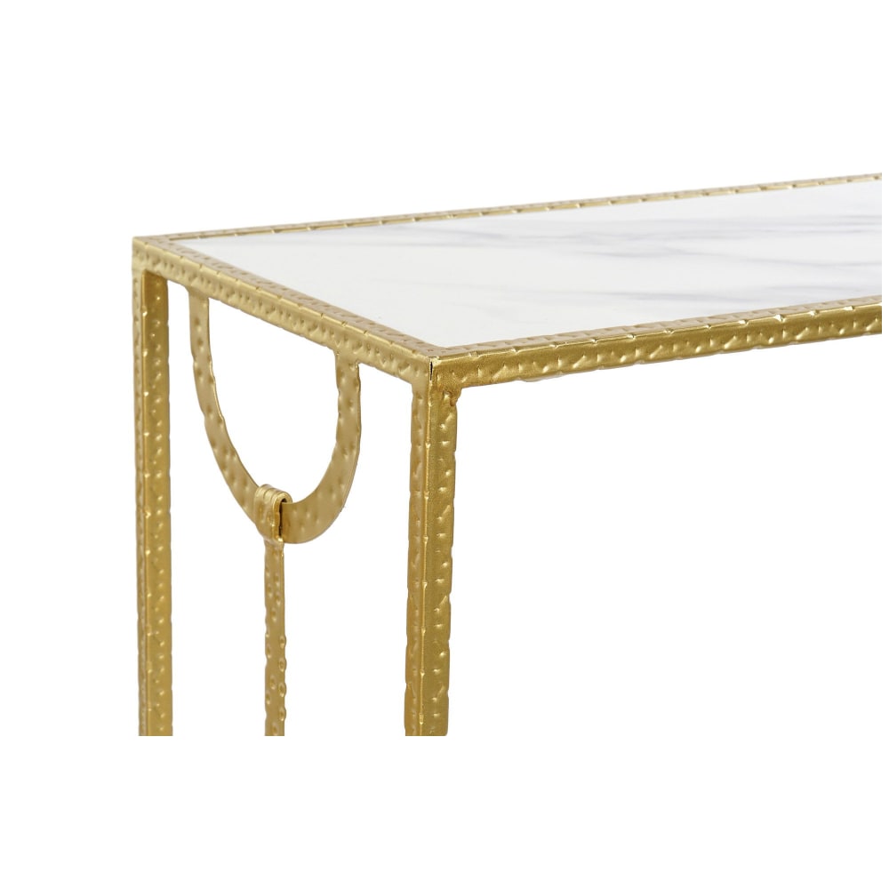 Set de 2 consoles métal doré et plateaux marbre - 110x32.5x83.5cm - Maisons du Monde