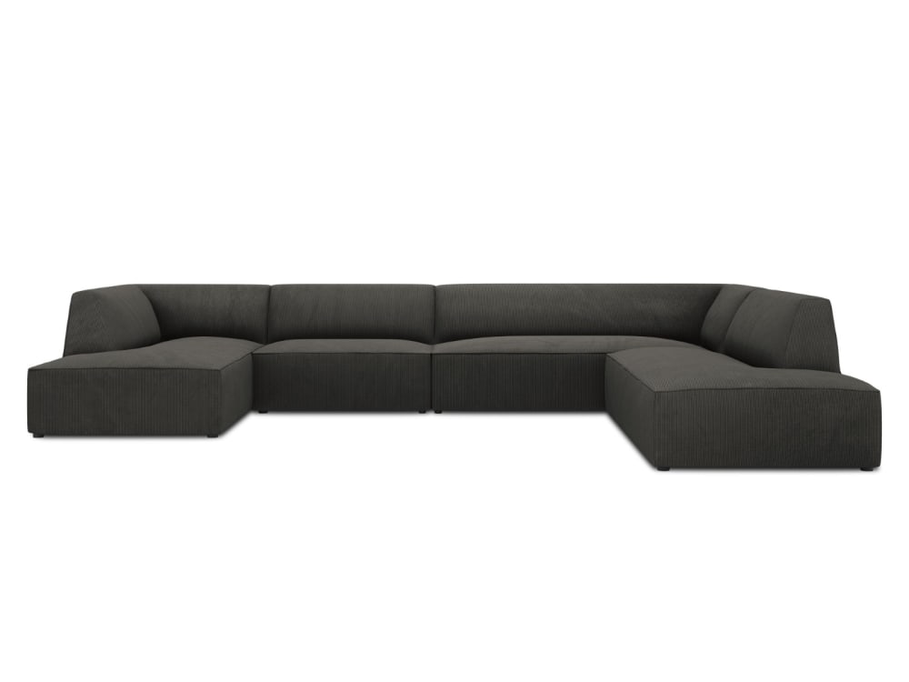 Micadoni Home 7-Sitzer Panorama-Ecksofa rechts aus Cord, dunkelgrau Öko-Tex Zertifikat - Stoff