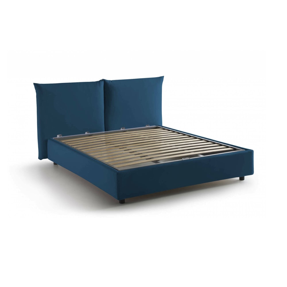Lit double en tissu bleu 160x190 cm - Maisons du Monde