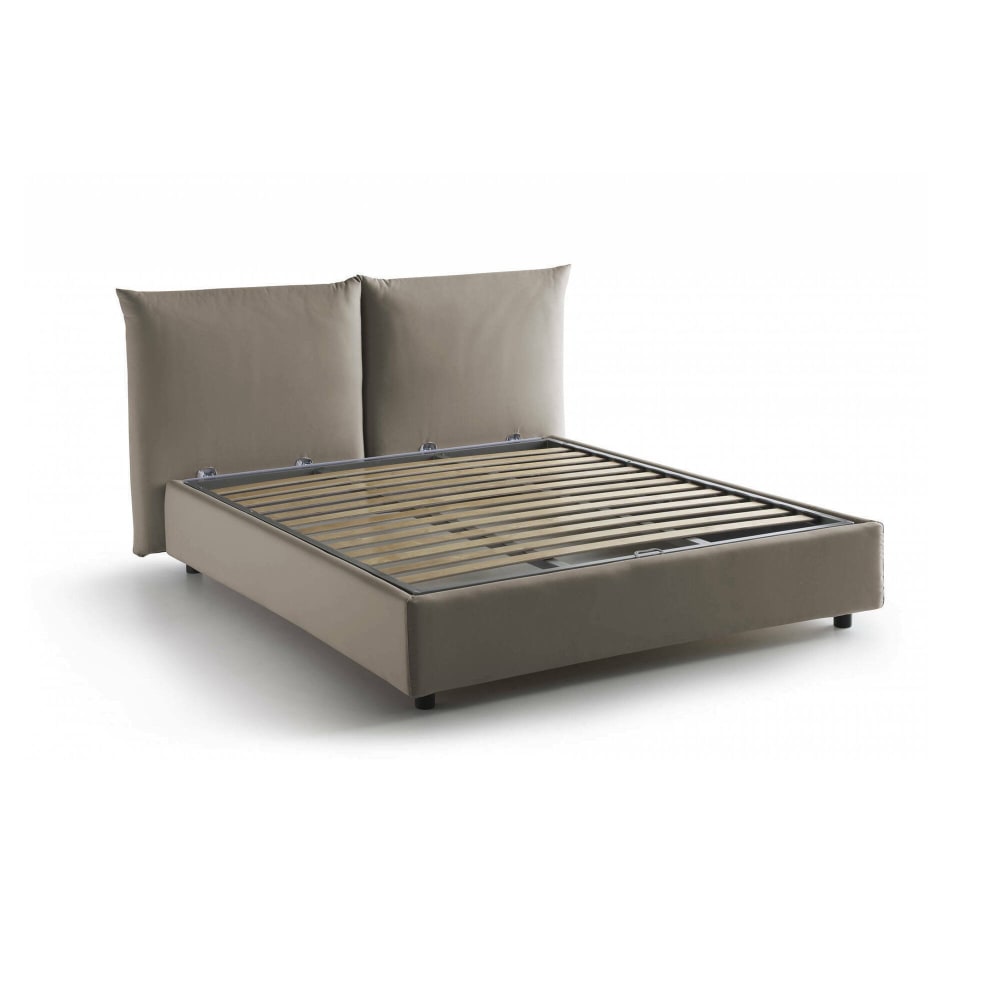Dmora letto matrimoniale 190x215 cm marrone tortora sfoderabile conten - Modello Contemporaneo - Grigio - Öko-Tex Zertifikat - LEGNO