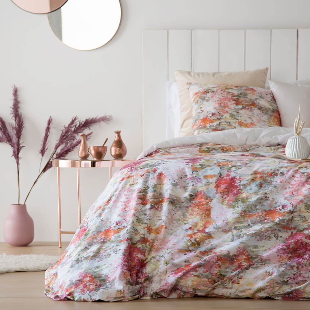 Funda nórdica de algodón estampación digital rosa 200x200 cm - Maisons du Monde