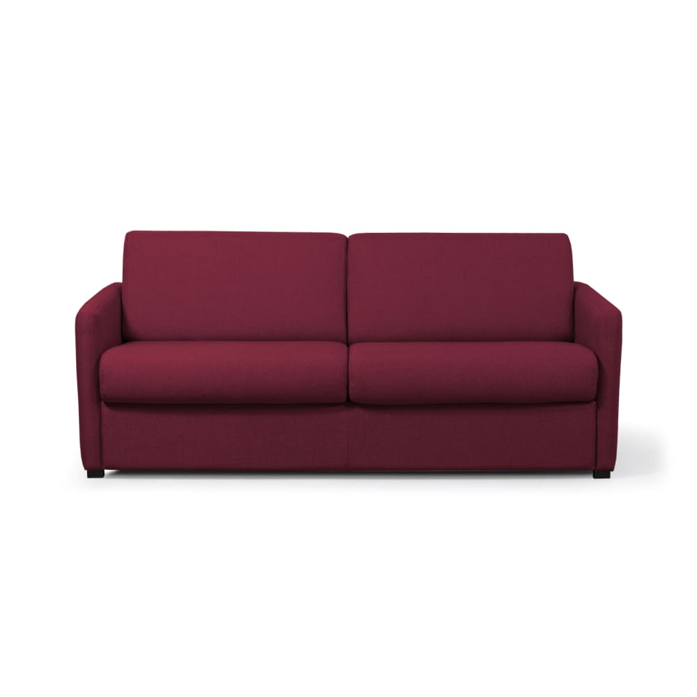 Canapé convertible express 3 places en tissu bordeaux - 140x190cm