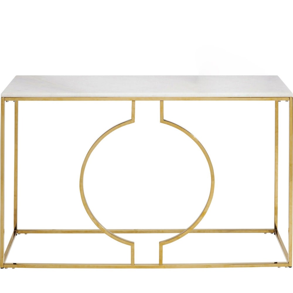 Console en marbre minéral blanc et acier doré