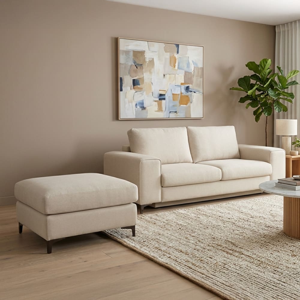 Pouf Fiesole Tissu Beige - Beige