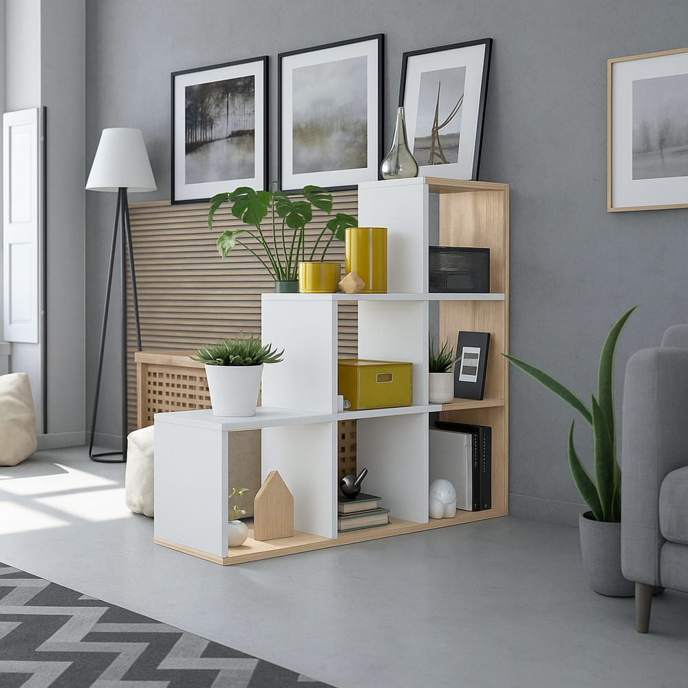Bibliothèque effet bois beige, blanc 108x28 cm - Maisons du Monde