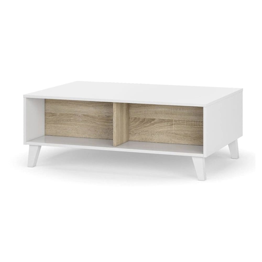 Table basse effet bois blanc 100x38 cm