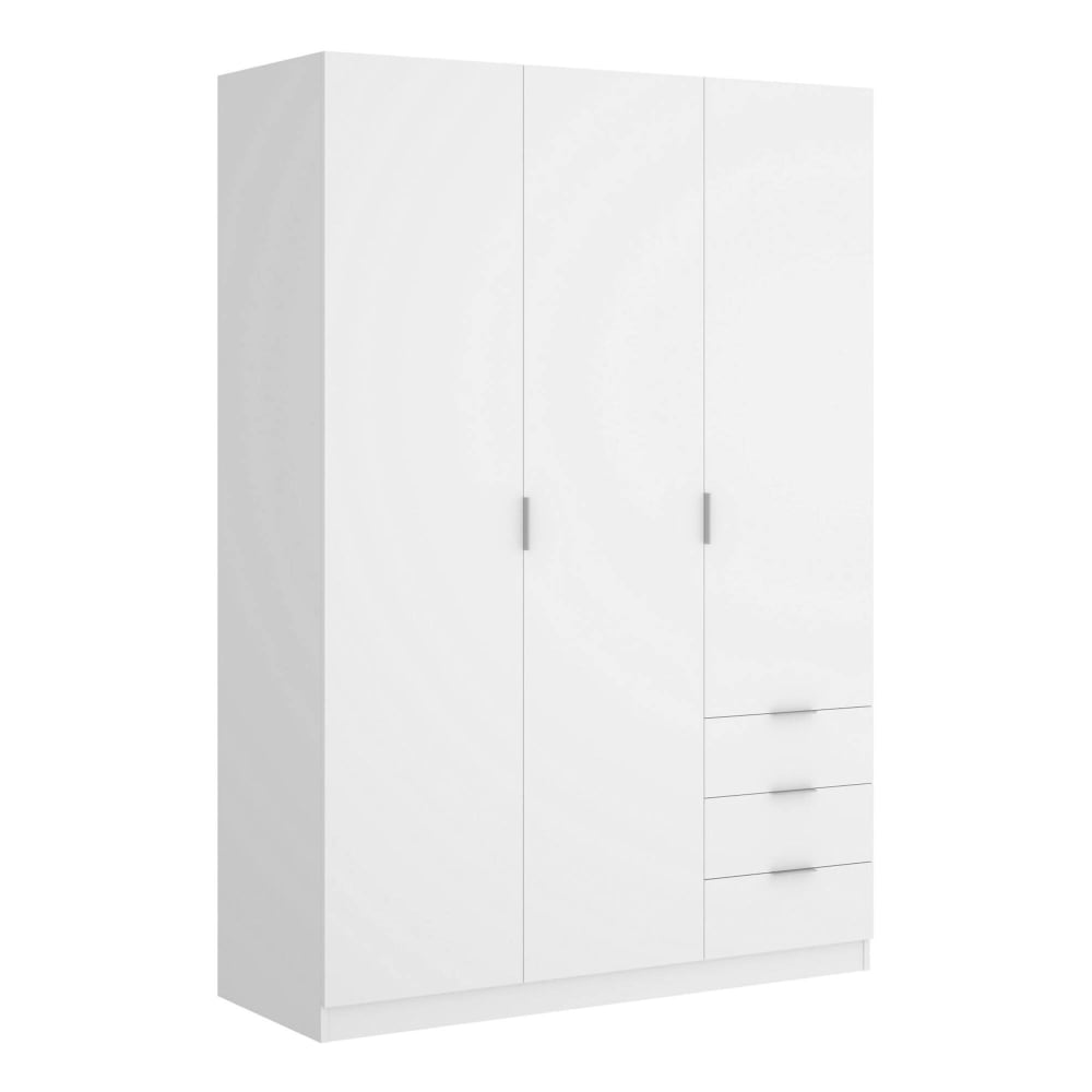 Armoire 3 portes effet bois blanc 121x52 cm
