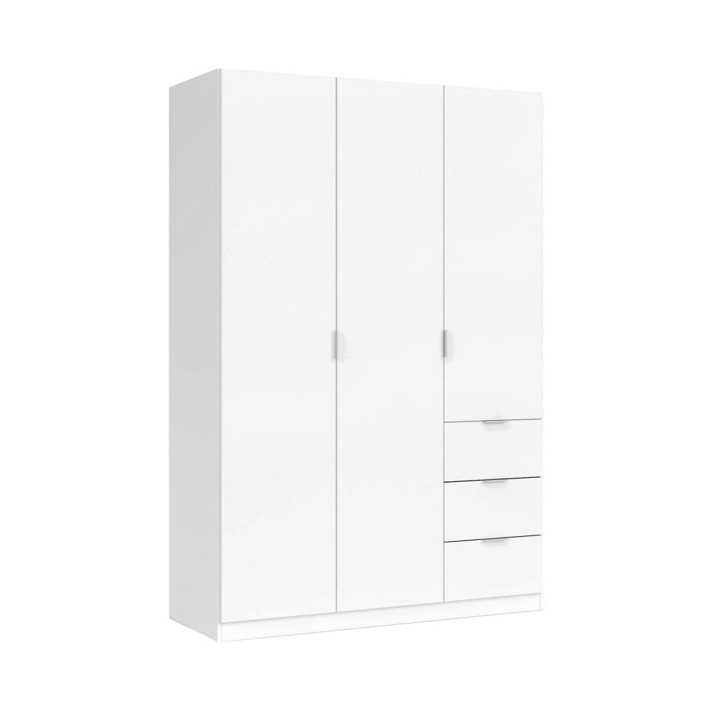 Armoire 3 portes effet bois blanc 135x52 cm
