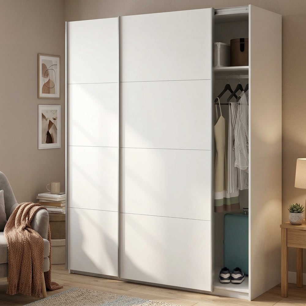 Dmora guardaroba 2 ante 60x200h cm bianco 2 ripiani appendiabiti