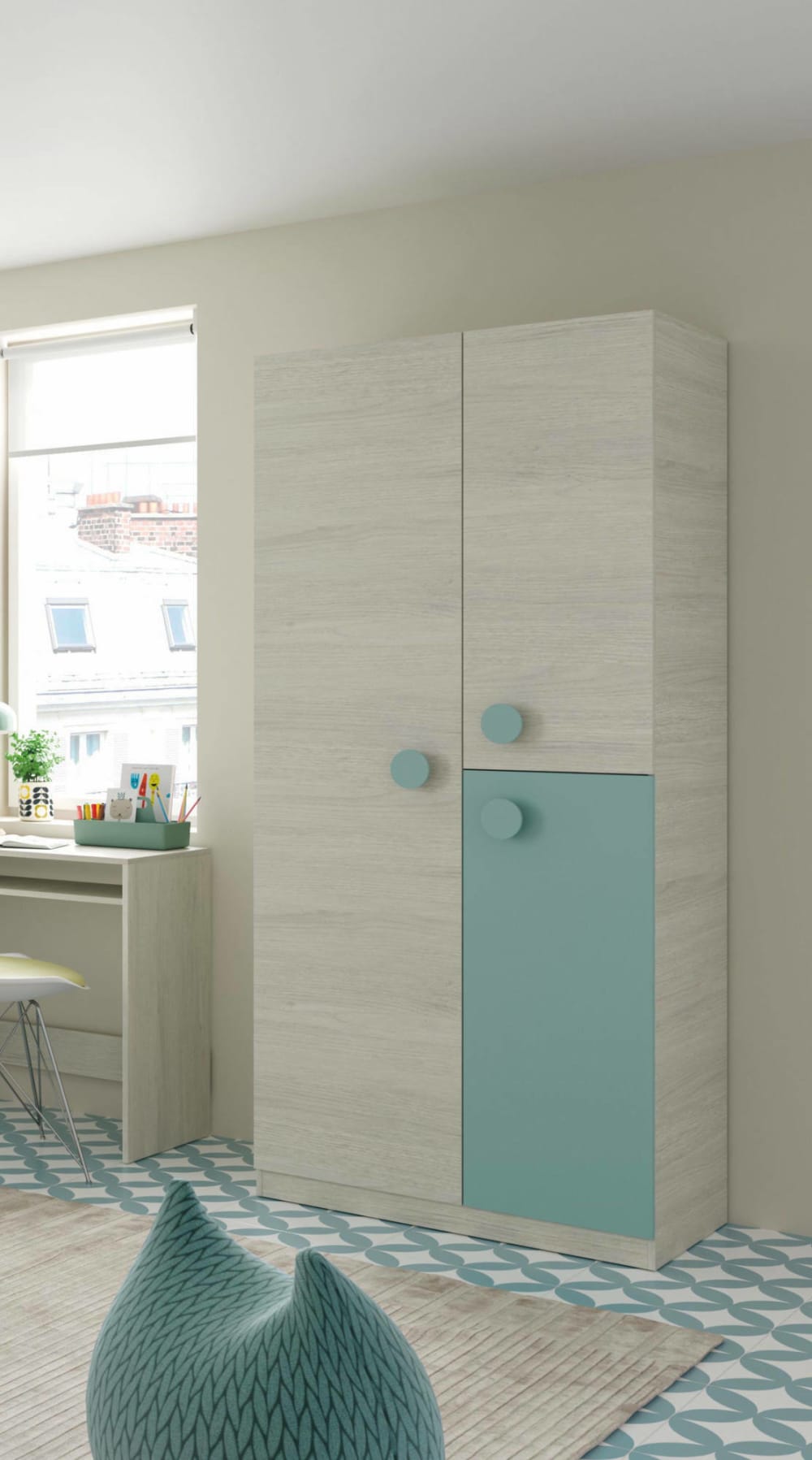3-türiger Kleiderschrank mit grauem Holzeffekt - Maisons Du Monde