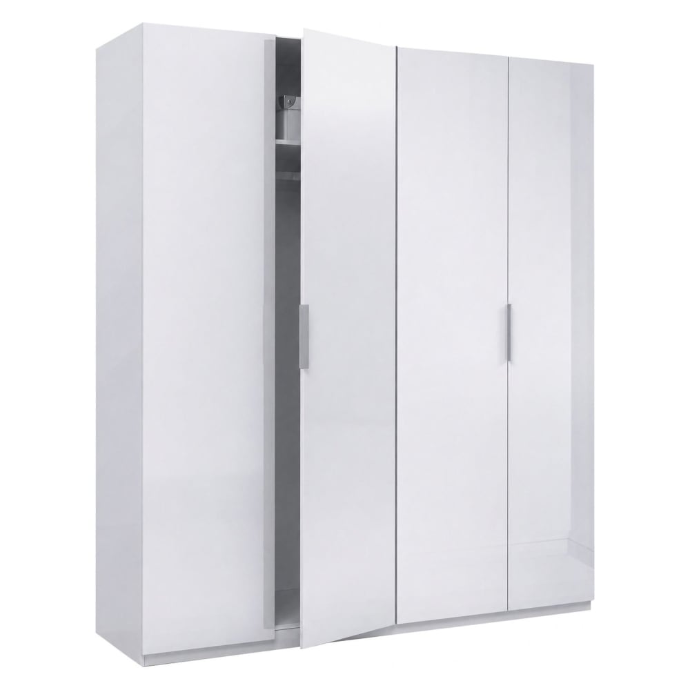 Dmora Großer Kleiderschrank in weißer Holzoptik, 180 x 52 x 200 cm style modern - Holz