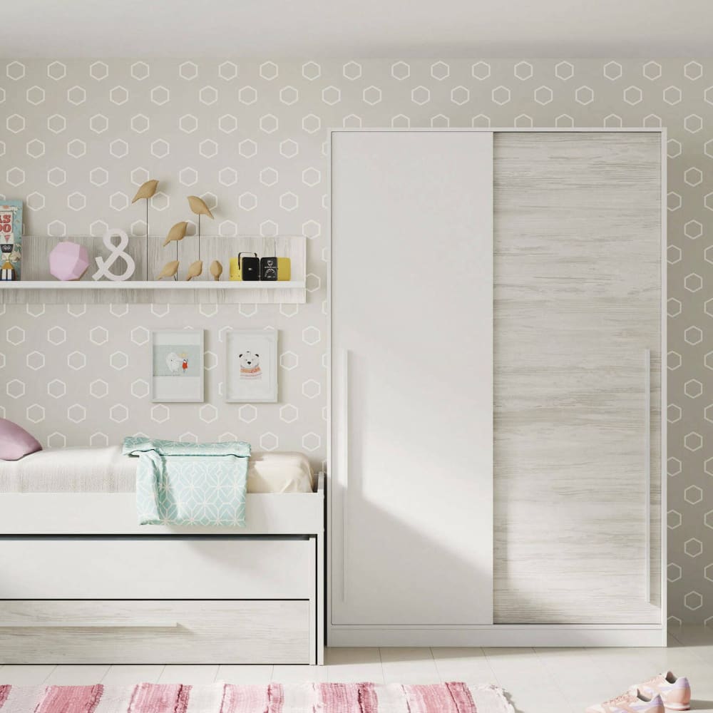 Armoire 2 portes effet bois blanc antique 120x50 cm - Maisons du Monde