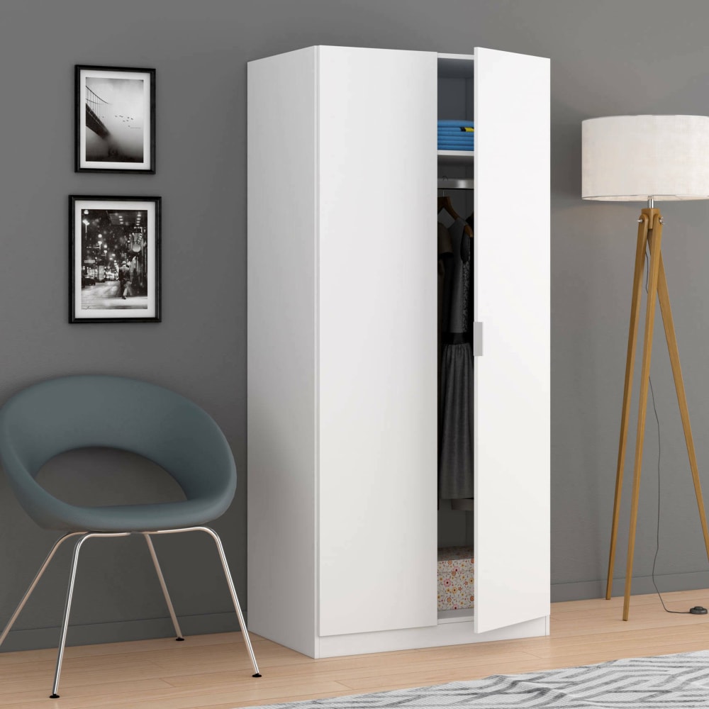 Armoire 2 portes effet bois blanc 82x52 cm