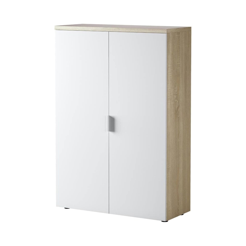 Armoire polyvalente à 2 portes effet bois blanc 80x33 cm