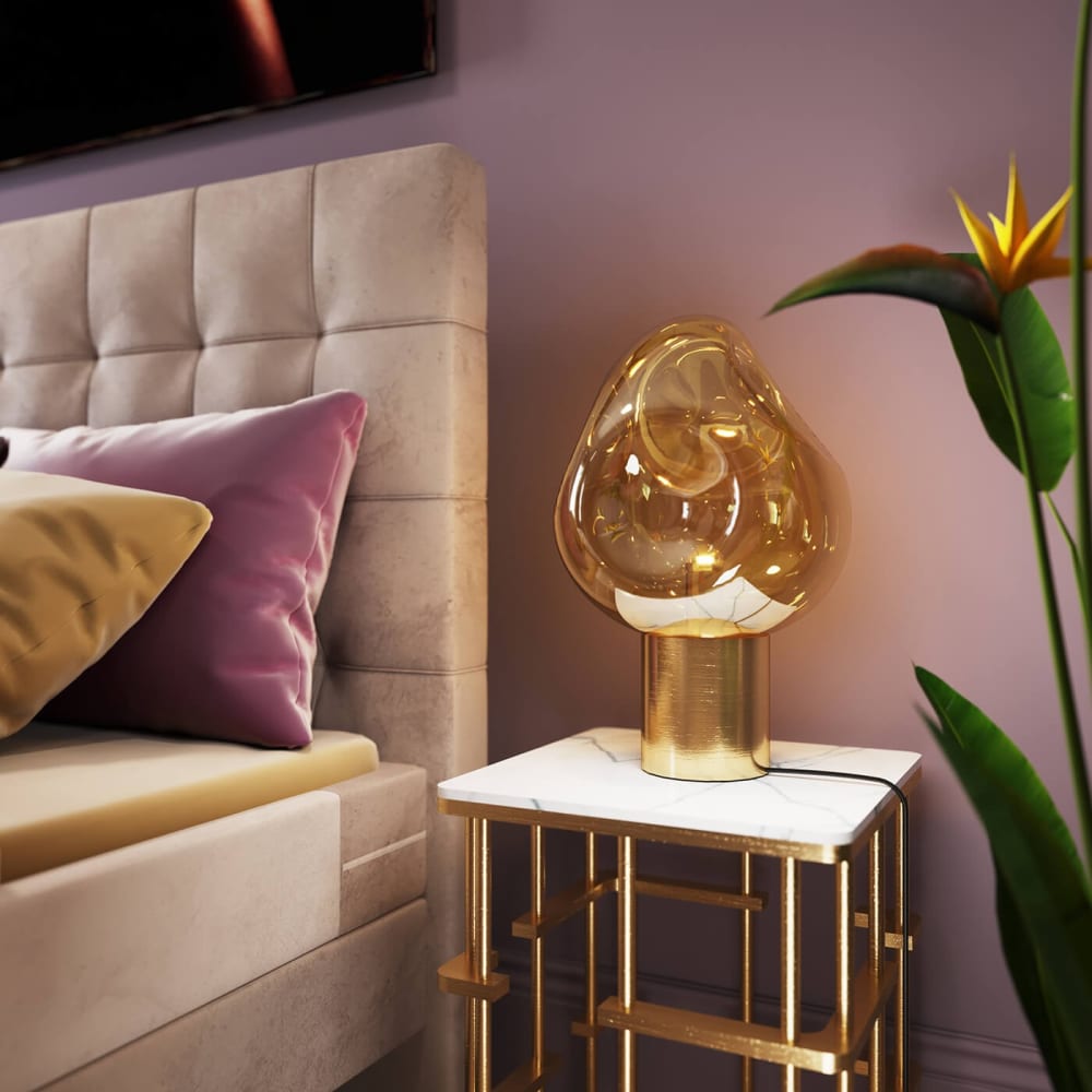Lampe en verre déstructuré et acier doré - Maisons du Monde