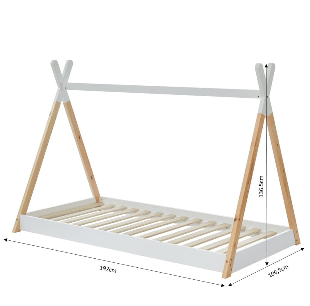 Lit enfant tipi   pin blanc sommier inclus 90x190 (Baita) - Image 3