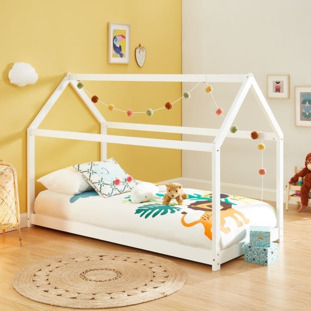 Lit enfant cabane   pin blanc  70x140 sommier inclus (Baita) - Image 2