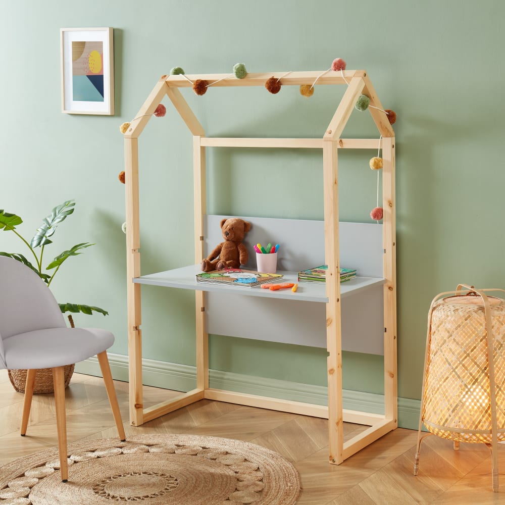 Bureau enfant cabane   gris  évolutif (Baita) - Image 1