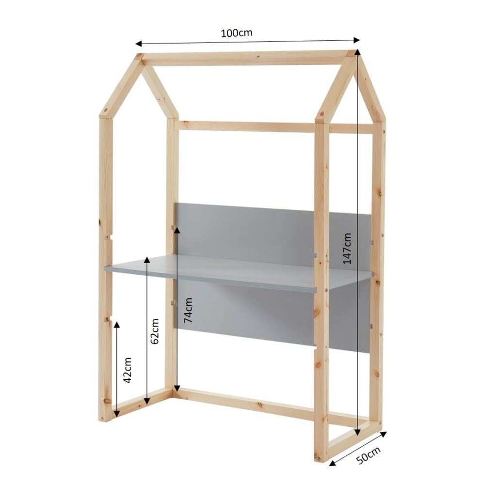 Bureau enfant cabane   gris  évolutif (Baita) - Image 2