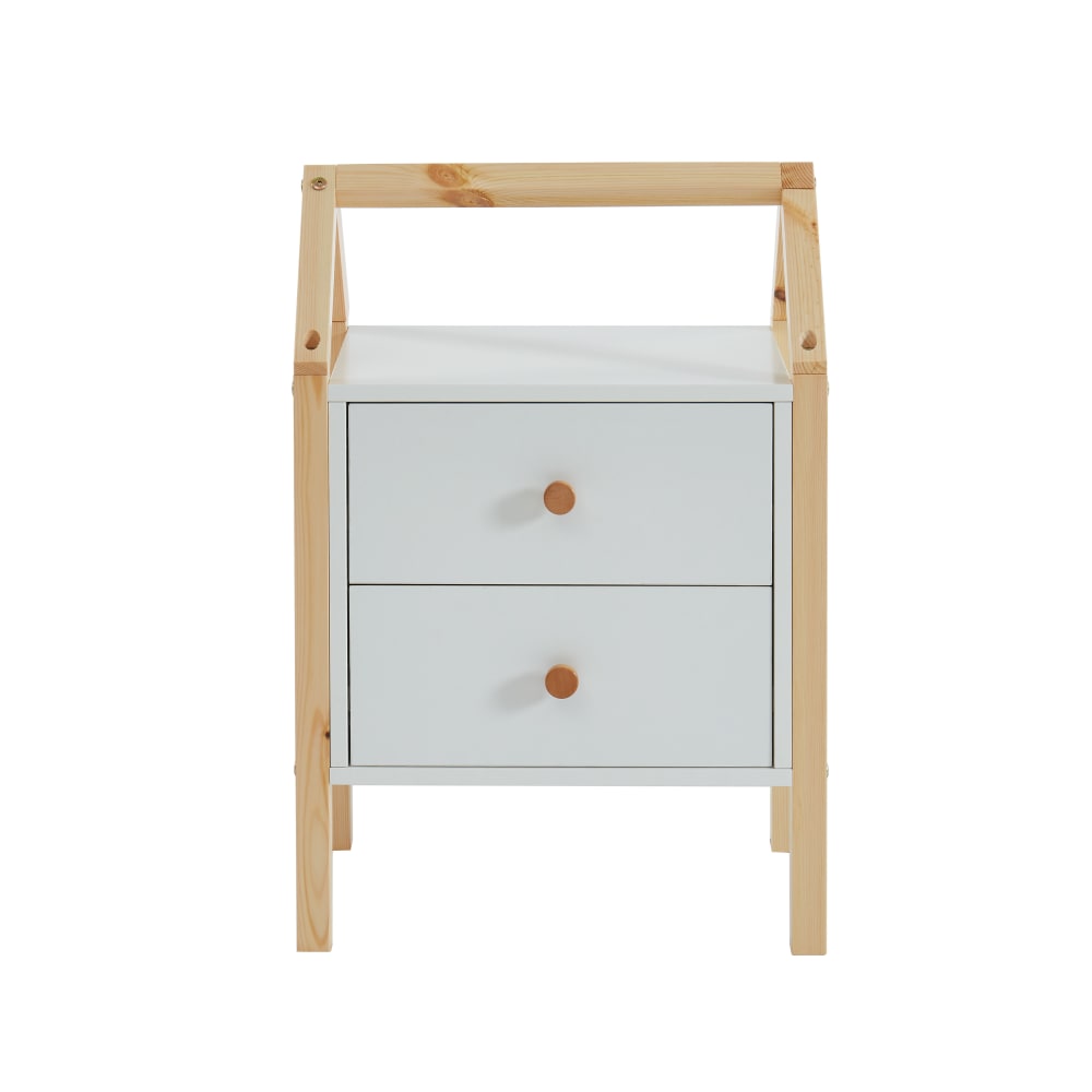 Table de chevet enfant   blanc  2 tiroirs (Baita) - Image 1
