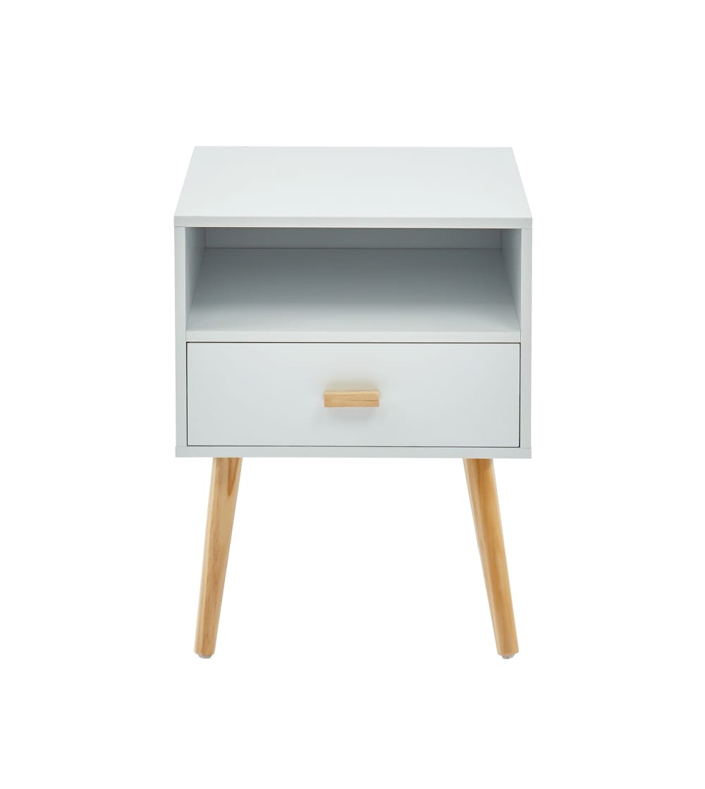 Table de chevet   blanc  1 tiroir 40cm