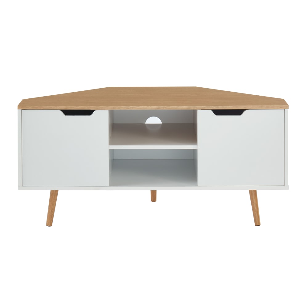 MUEBLE TV esquinero 115cm efecto roble y blanco