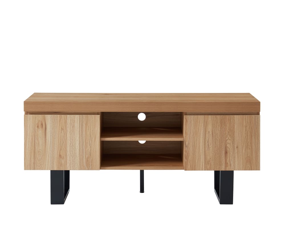 Meuble tv   effet chêne et métal noir  140cm