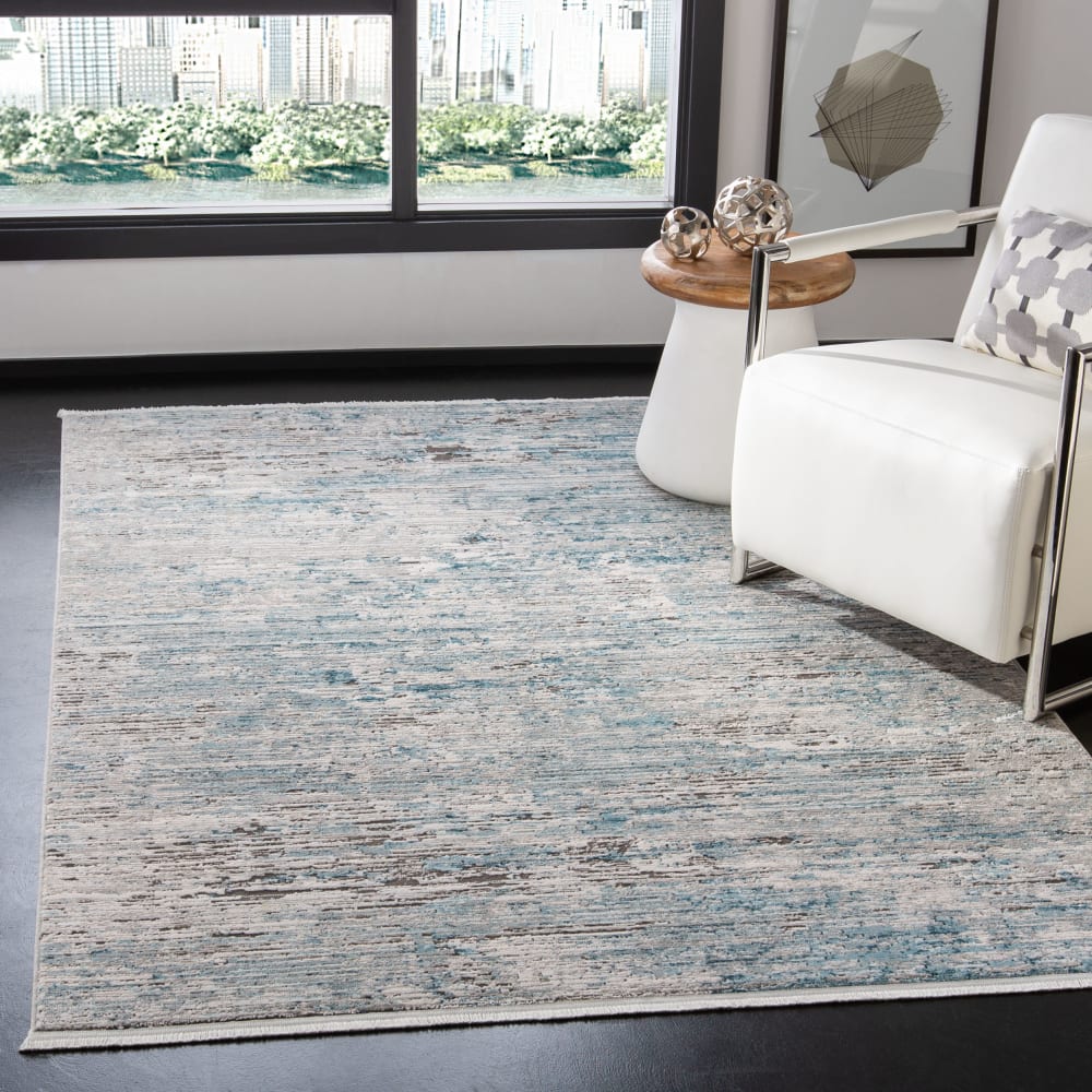 Tapis contemporain en polypropylène bleu/gris, 122 x 183 cm — vue 3