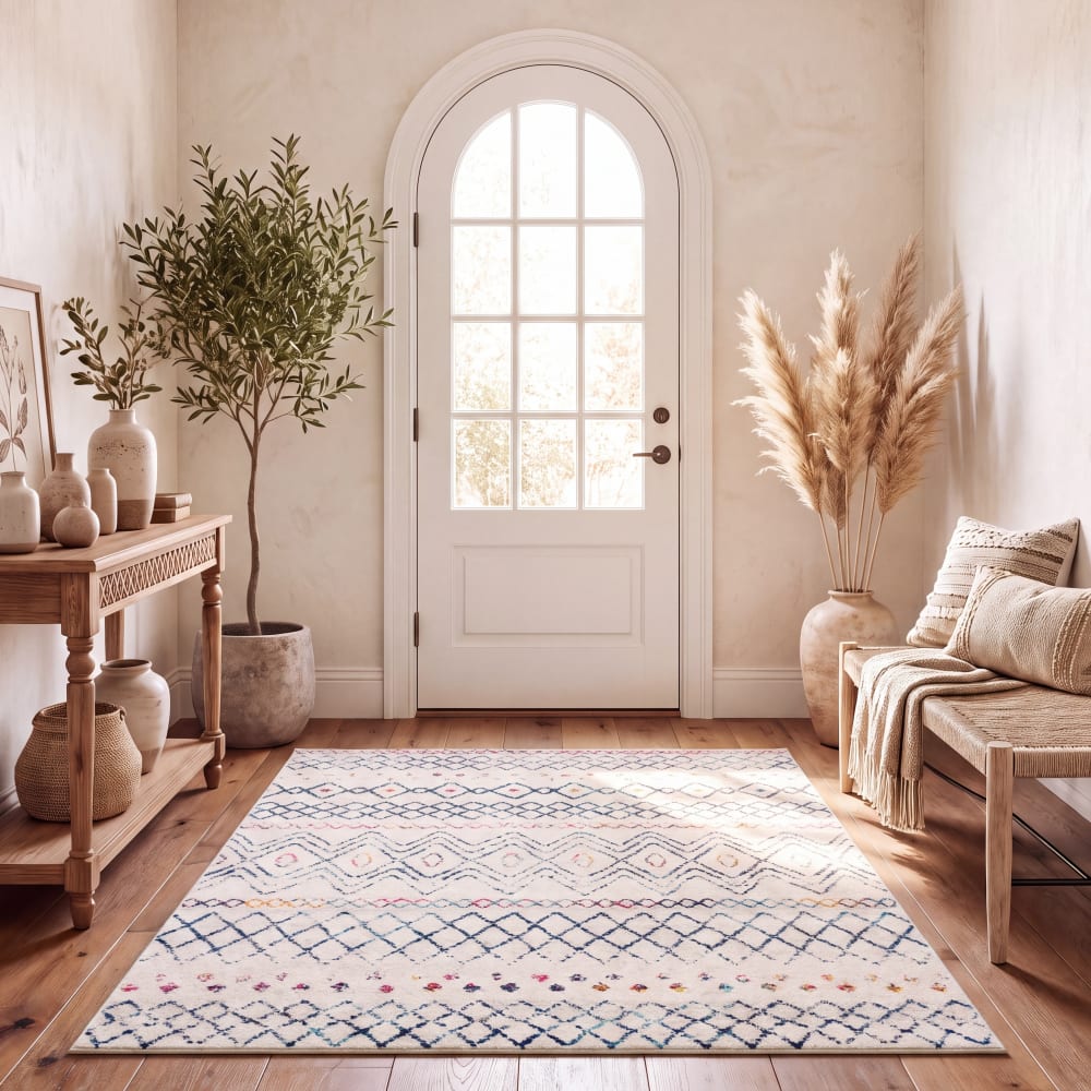Safavieh Tapis traditionnel en polypropylène blanc/bleu, 122 x 183 cm style vintage - Pp - Polypropylène