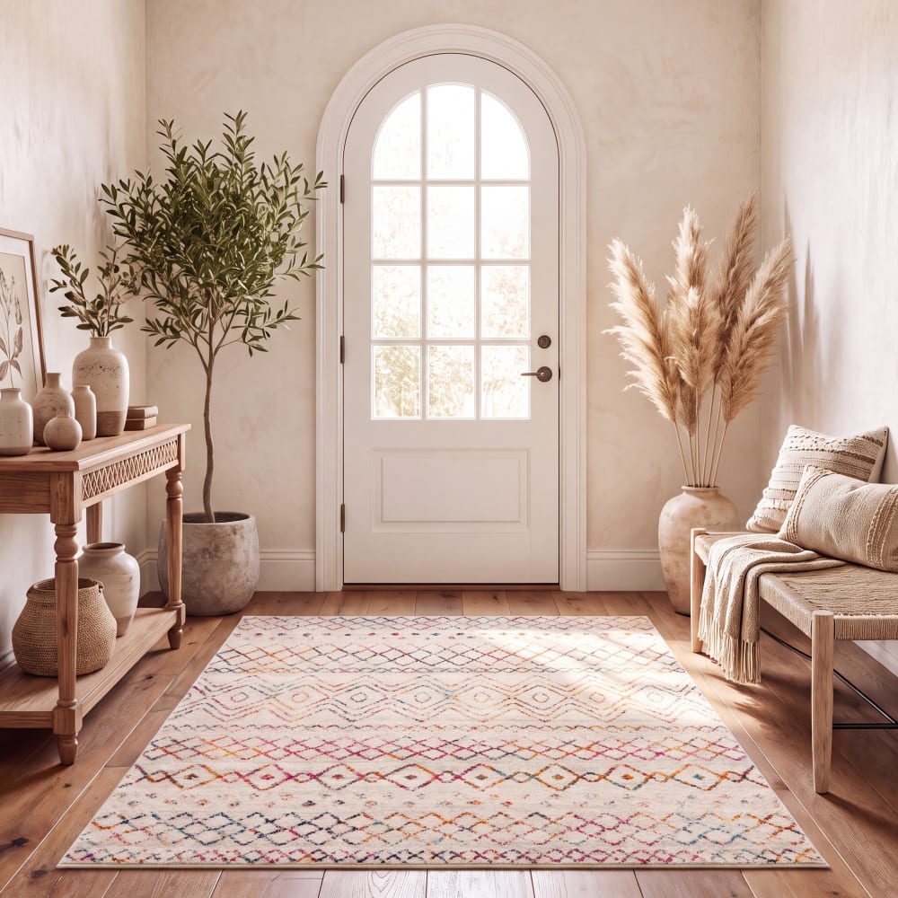 Safavieh Böhmisch Polypropylen-Teppich in Weiß/Rosa, 155 x 229 cm style classic chic Rosa Pp - Polypropylen