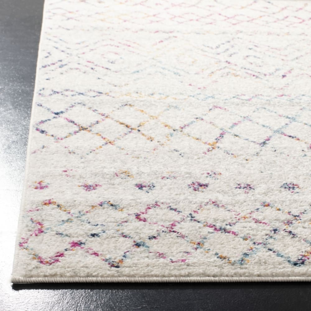 Tapis bohémien en polypropylène blanc/rose, 155 x 229 cm — vue 4