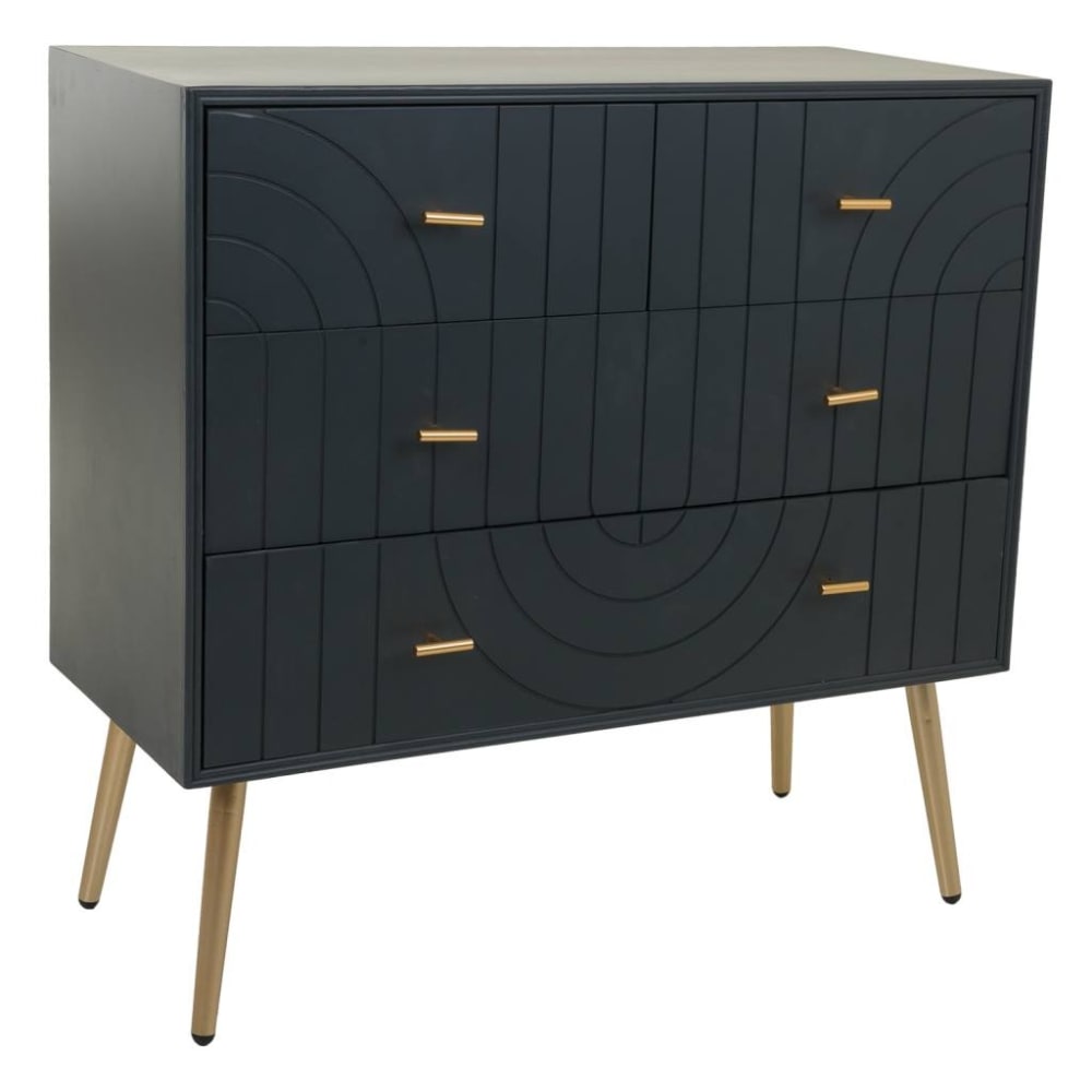 Cómoda de madera y metal gris oscuro 80x37x78