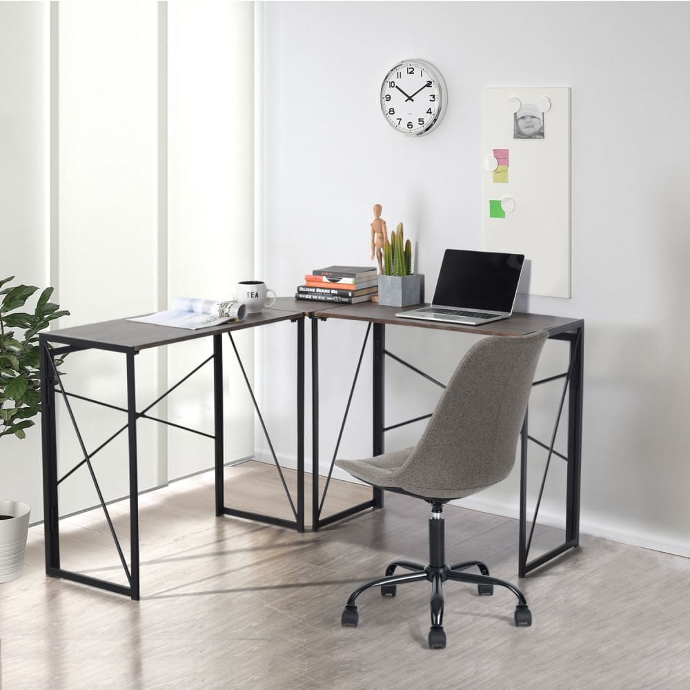 Bureau pliant d'angle rustique style industriel 120x120cm