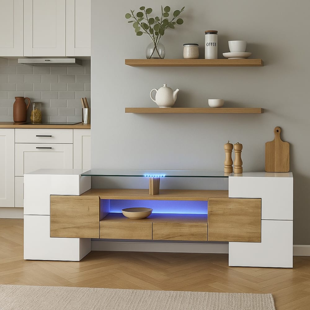 Urban Meuble Moderner Konsolentisch aus Holz und Weiß mit Stauraum style classic chic Weiß Spanplatte