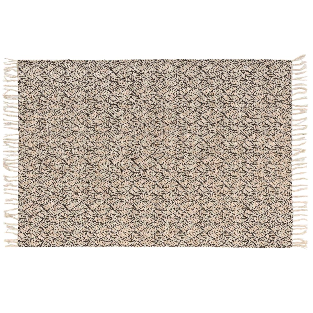 Douceur d'Intérieur Tapis rectangulaire en jute et coton noir 170x120cm style contemporain Gris