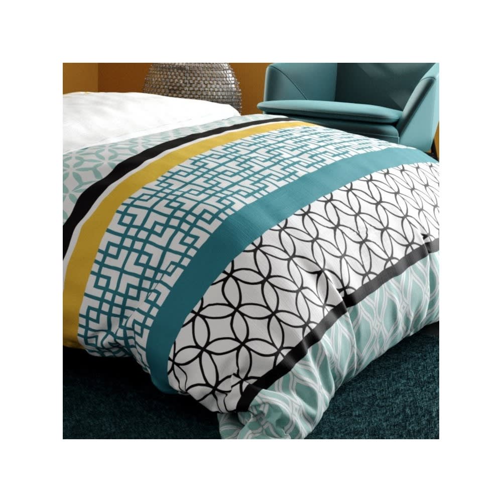 Parure de couette 100% coton 57 fils imprimée 240x220cm 2 taies - Maisons du Monde