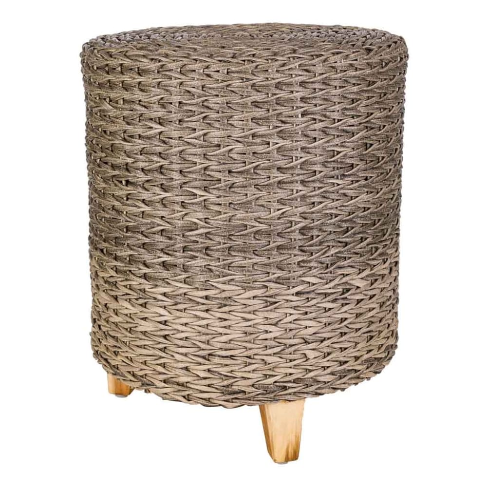 Taburete de polirratán gris d40x48h cm