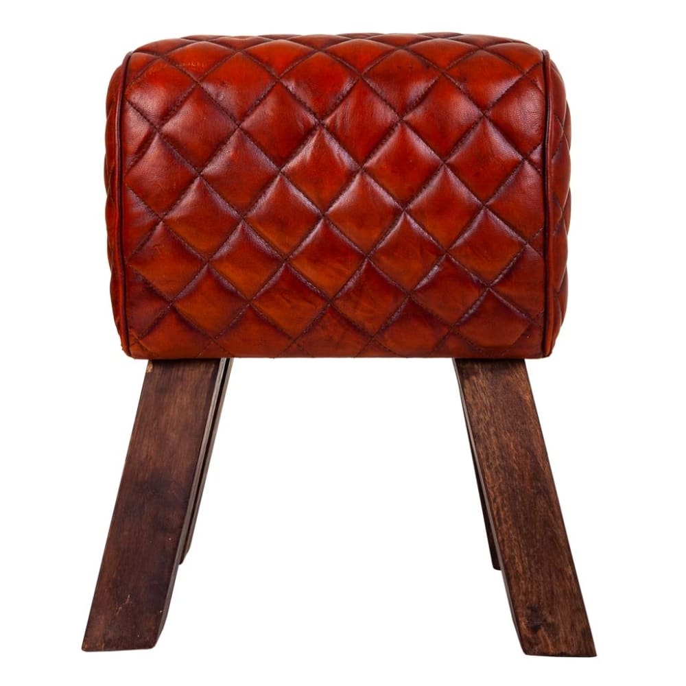 Taburete de piel marrón 41x30x51 - Maisons du Monde